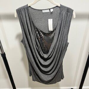 Extra-Large Gray Sleeveless Shimmer Top